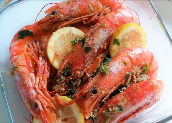 Gamberoni in padella al vino bianco e limone