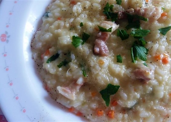 Riso con cavolfiore e pancetta