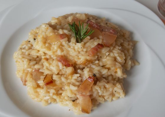 Risotto al rosmarino con guanciale